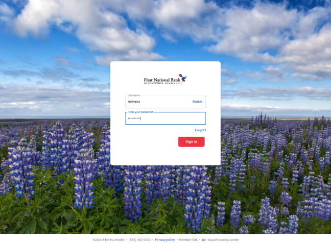 Online banking sign on sample