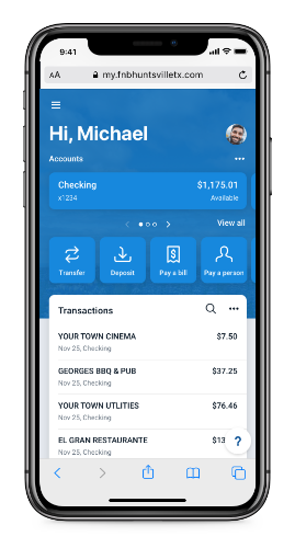 online banking dashboard on iphone